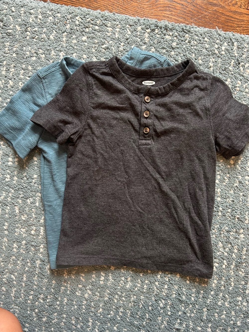Old Navy Kids Button Henley Shirts - Black & Teal Blue